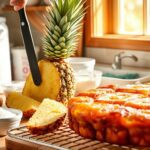 Pineapple Upside-Down Cake on a Wooden Table