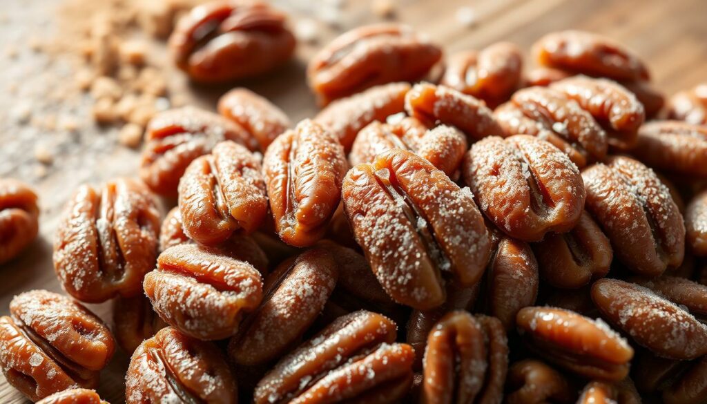 Candied pecans with the right sugar and ratio for a crispy texture