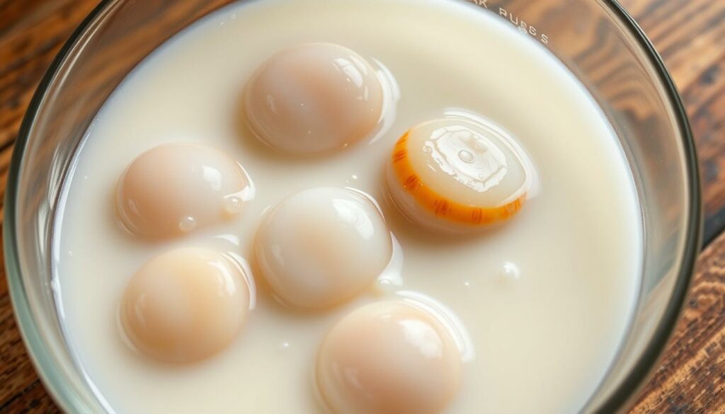 Scallop soaking in milk