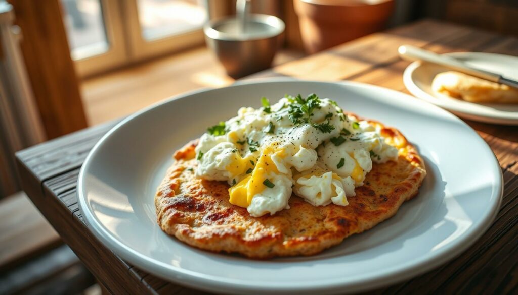 cottage cheese egg flatbread