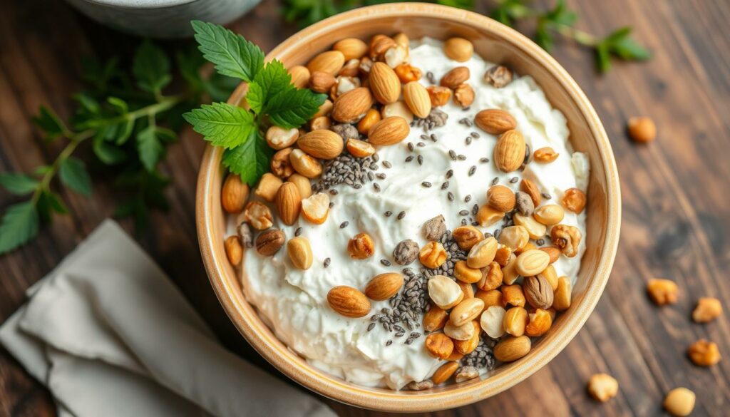 cottage cheese with nuts and seeds