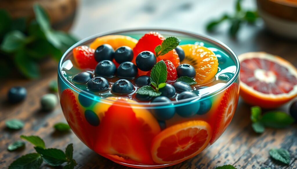 Gelatin with fresh fruits