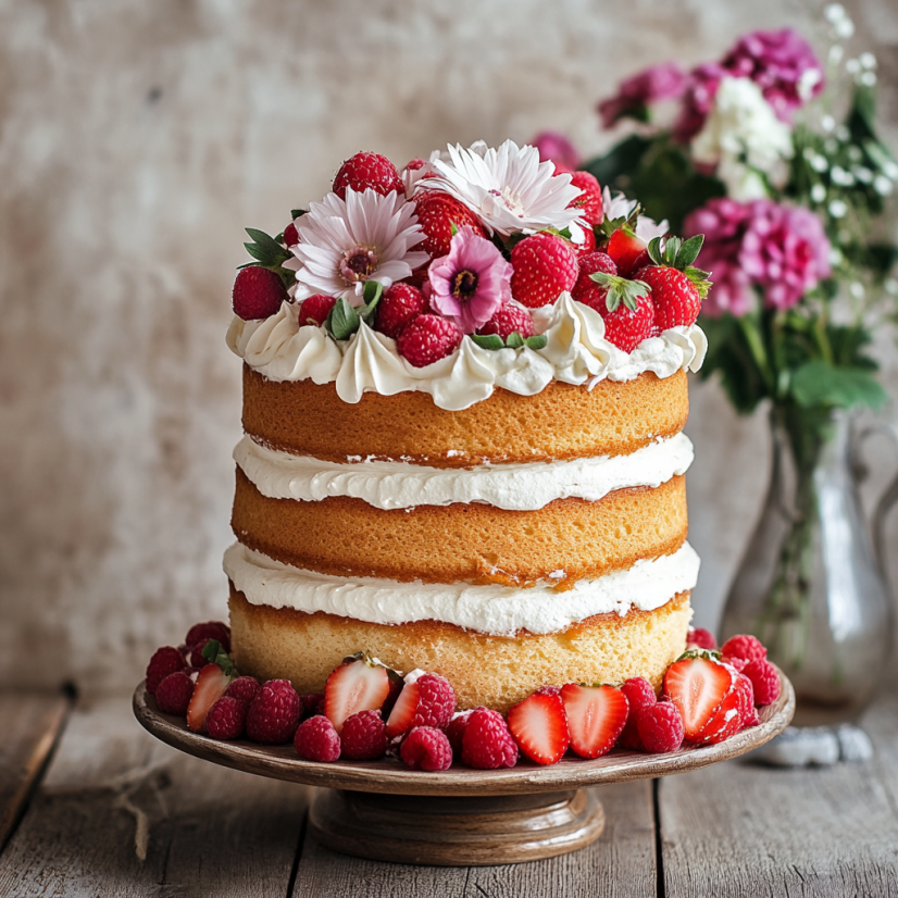 Chantilly Cake with Fluffy Layers and Fresh Berries