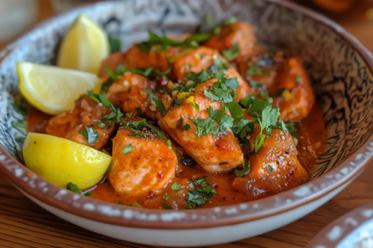 Nutritious Moroccan salmon plated