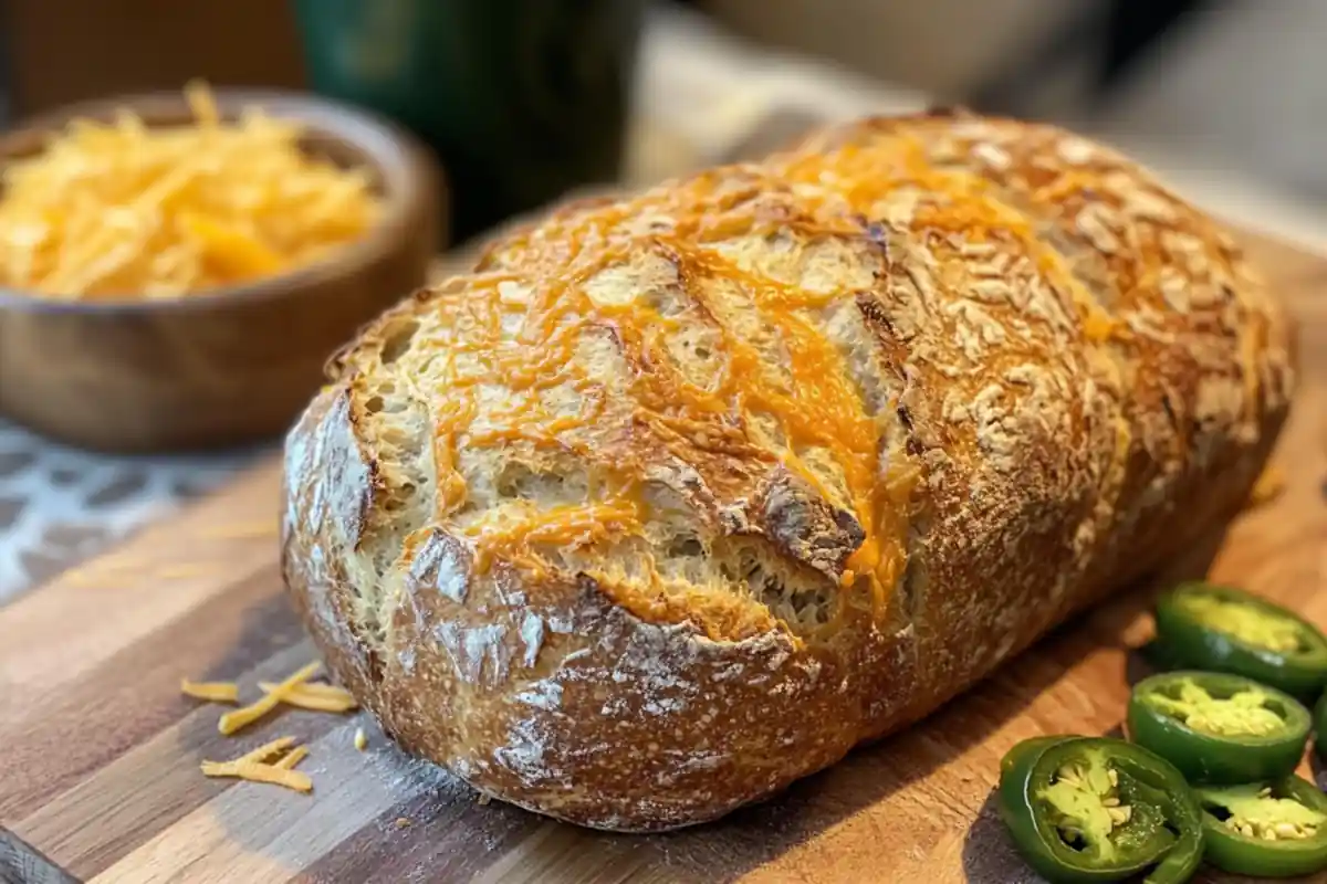 Vegan jalapeno cheddar artisan bread loaf