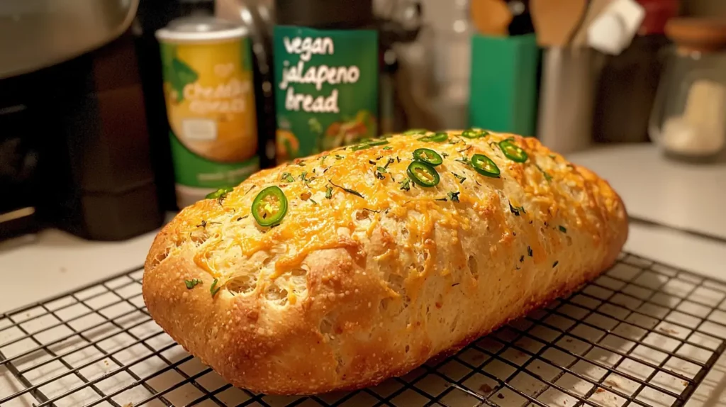 Slices of Vegan Jalapeno Cheddar Artisan Bread
Title