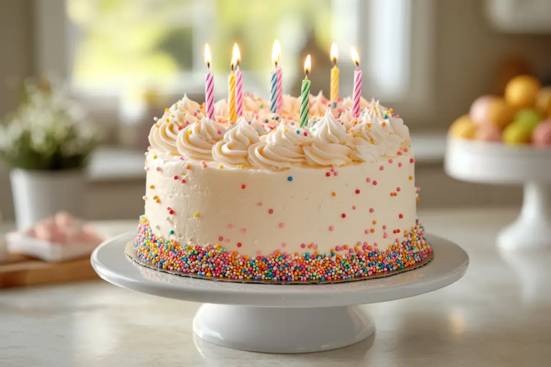 happy birthday cake with colorful frosting